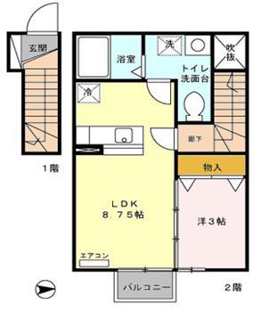 グランセオルメA(1LDK/2階)の間取り写真