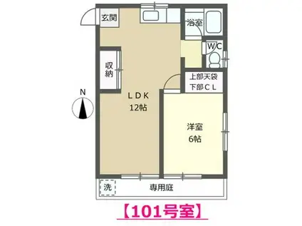 コーポウエスト(1LDK/1階)の間取り写真