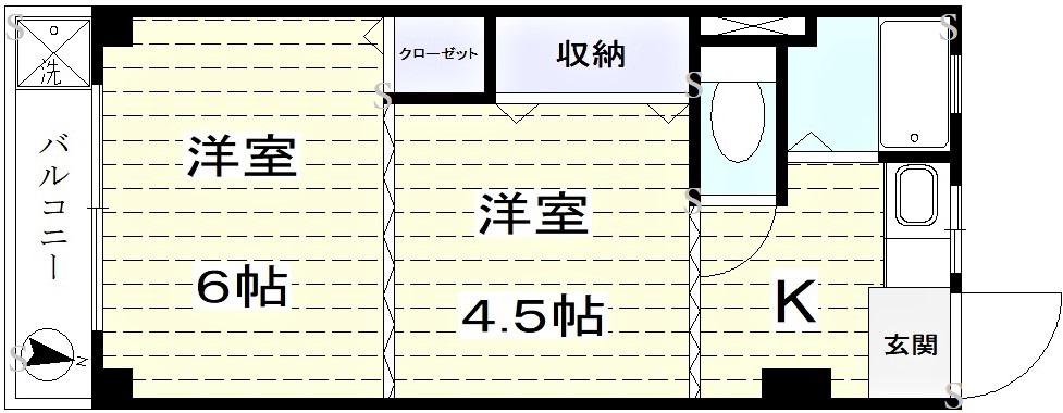 奥澤コーポ(2K/1階)の間取り写真