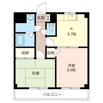 コジィフラット(2K/1階)の間取り写真