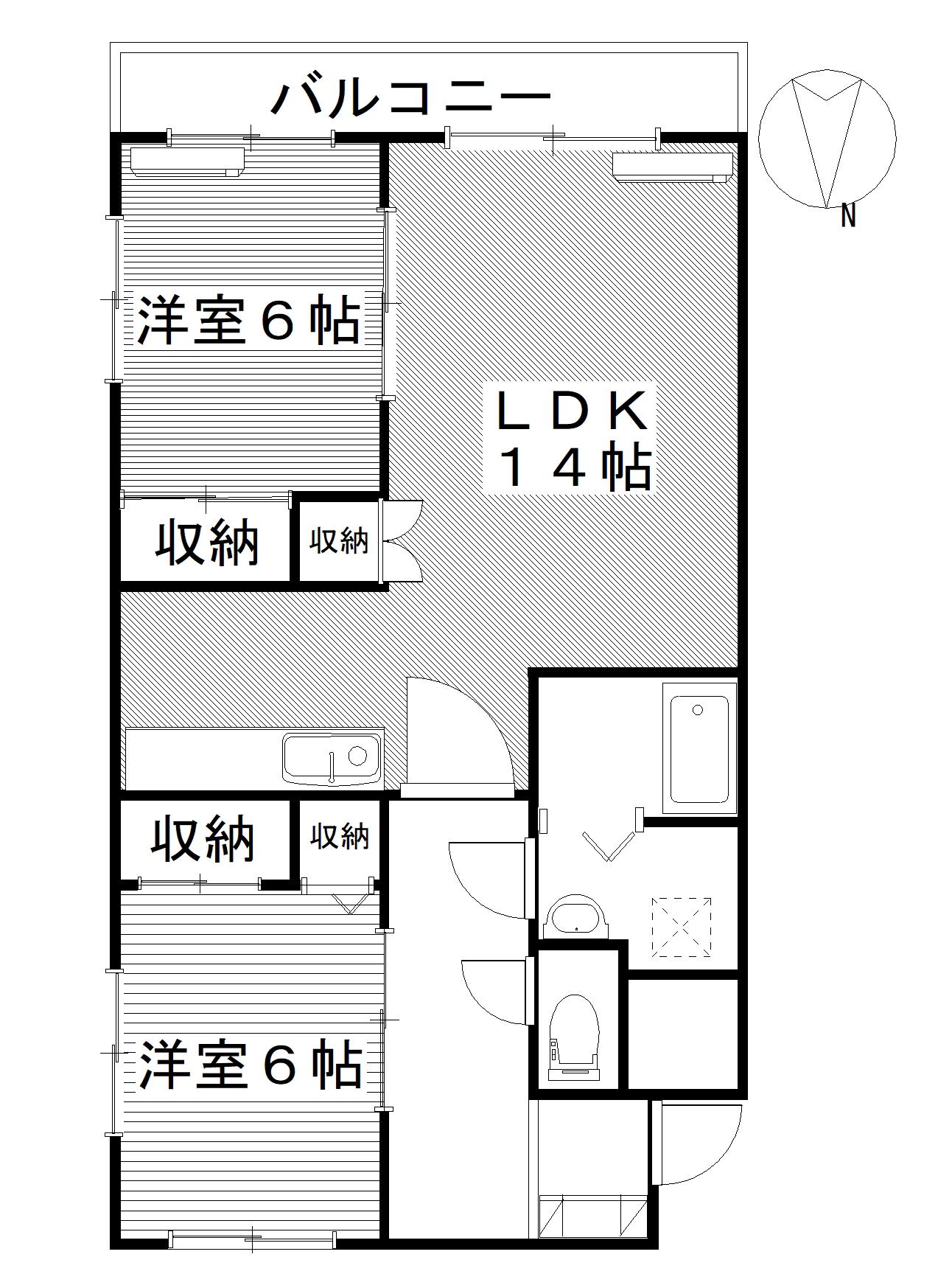 マンションケストB(2LDK/3階)の間取り写真