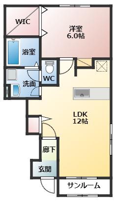 ヒールコートII(1LDK/1階)の間取り写真