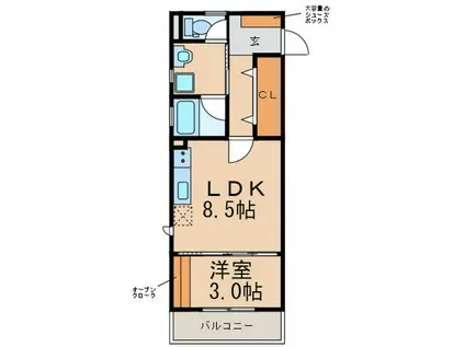 エリーナプラザ吉塚駅南(1LDK/2階)の間取り写真