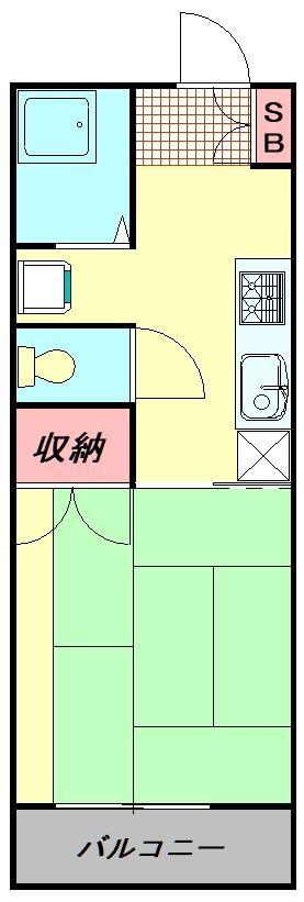 サンライズコーポ(1K/2階)の間取り写真