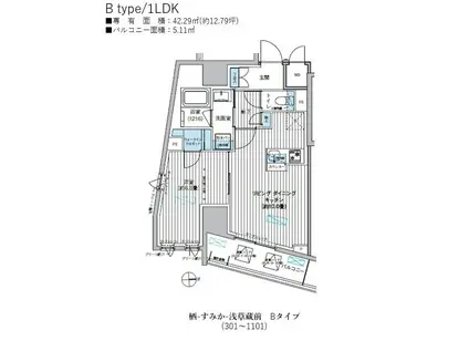 栖-すみか-浅草蔵前(1LDK/4階)の間取り写真
