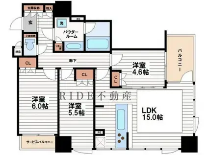 プレサンスレジェンド堺筋本町タワー(3LDK/11階)の間取り写真