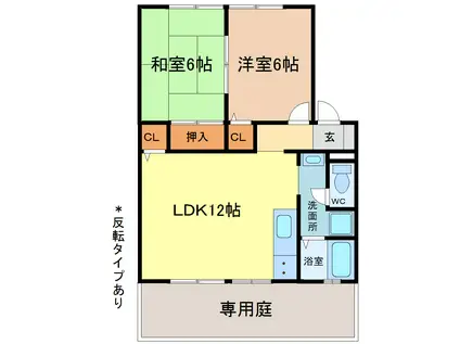 ウィンディア竹ノ内(2LDK/1階)の間取り写真