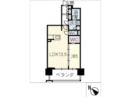 オーパスレジデンス名古屋ステーション(1LDK/14階)の間取り写真