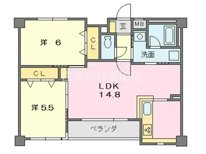 ルミエール園原(2LDK/2階)の間取り写真