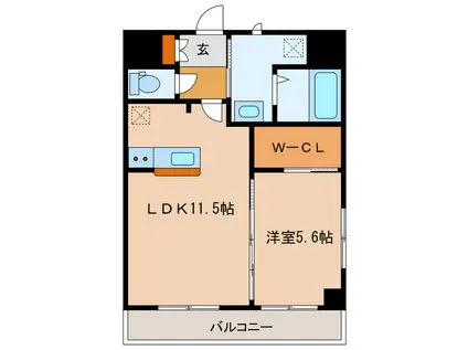ESPOIR中央(1LDK/4階)の間取り写真