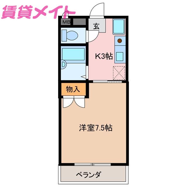 ピセスベルデ茂福(1K/1階)の間取り写真
