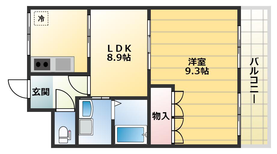 ハーティスマイル(1LDK/2階)の間取り写真