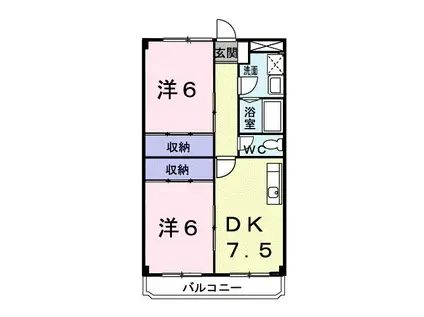 ビューセジュールK(2DK/1階)の間取り写真