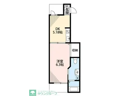 F・P クレスト グランデ(1DK/2階)の間取り写真