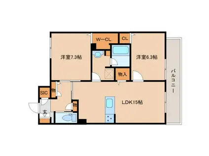 レジデンス三条宮前(2LDK/4階)の間取り写真