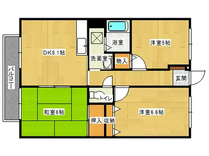 フォブール福原(3DK/2階)の間取り写真