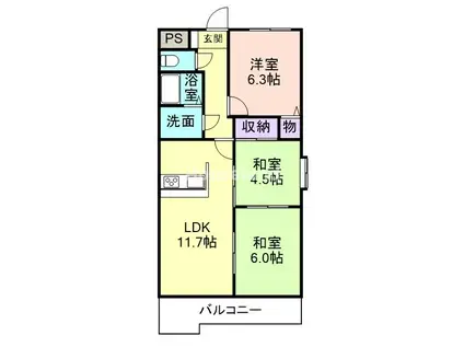 アンブリック(3LDK/3階)の間取り写真