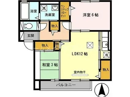 プランドール若江 A棟(2LDK/2階)の間取り写真