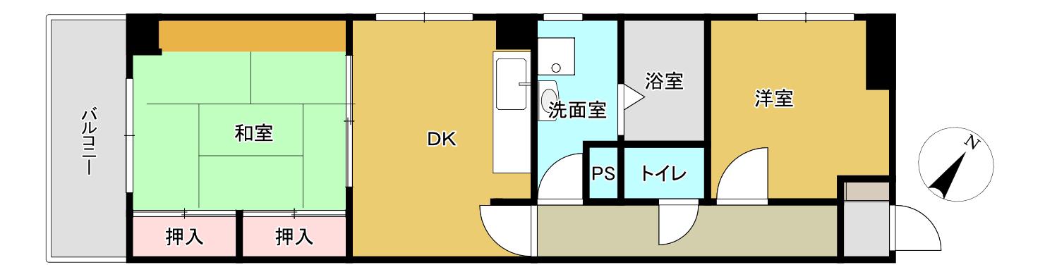 マンション木乃新(2DK/4階)の間取り写真