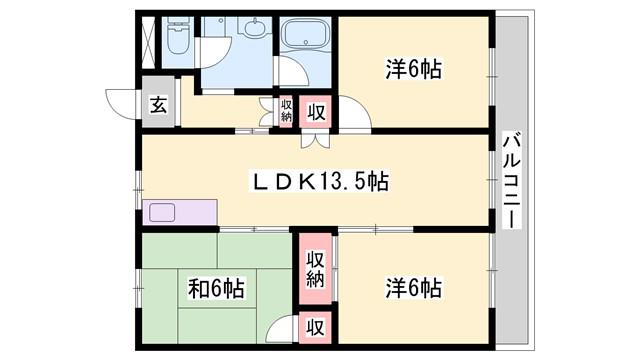 コーポ青山II(3LDK/4階)の間取り写真