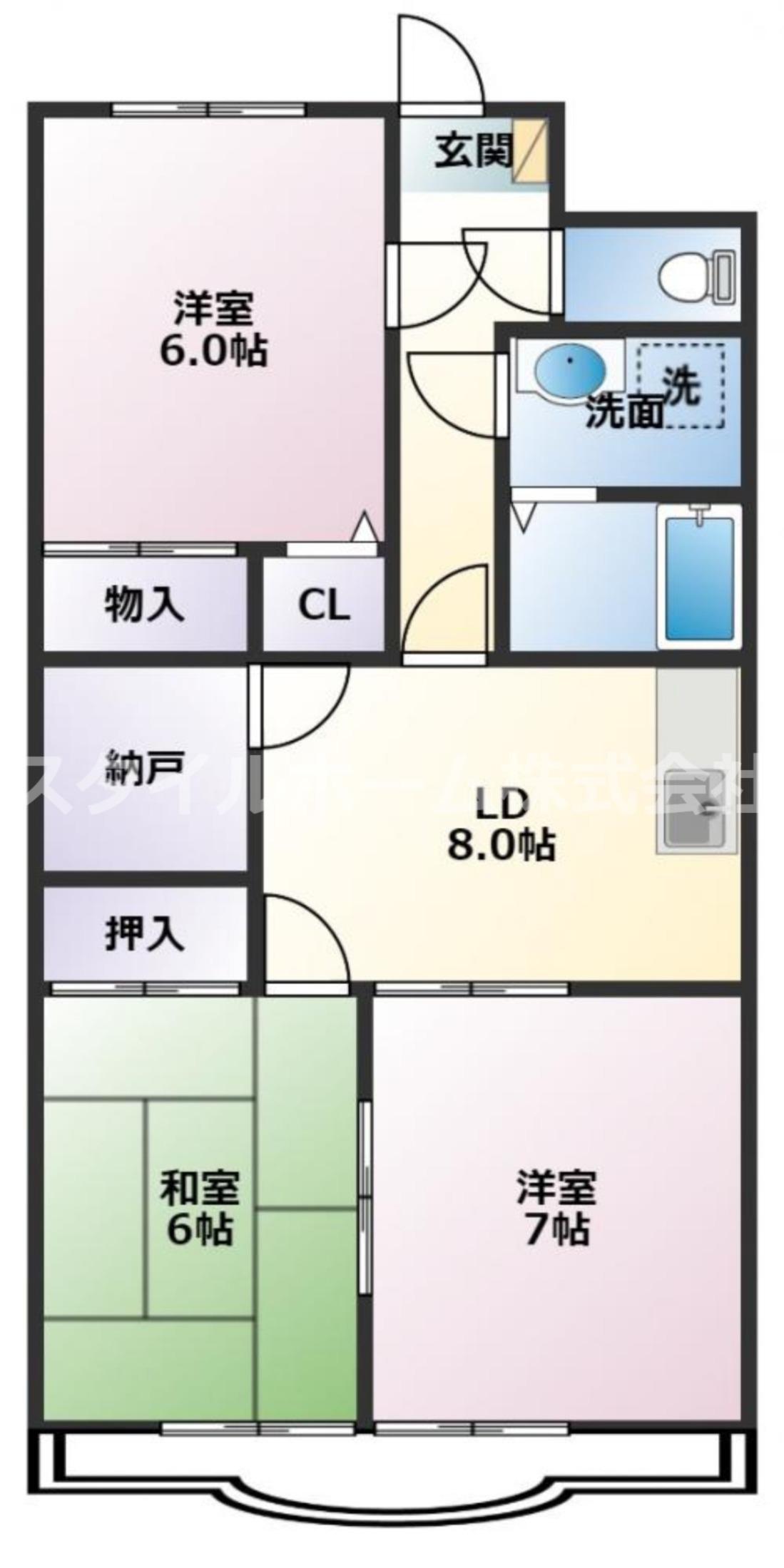 クレアつつじが丘(3SDK/4階)の間取り写真