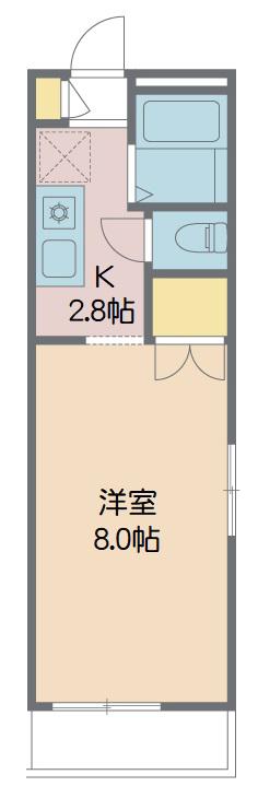 ベルメゾン(1K/2階)の間取り写真