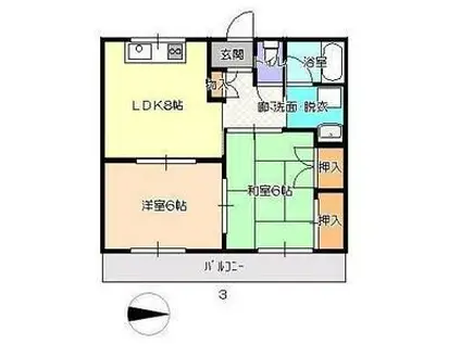 グレース犬山 II(2LDK/2階)の間取り写真