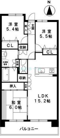 アソシエール西船橋(3LDK/3階)の間取り写真