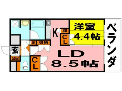 レジデンスエアポート(1LDK/12階)の間取り写真