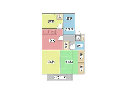 サンドルフィン(3DK/2階)の間取り写真