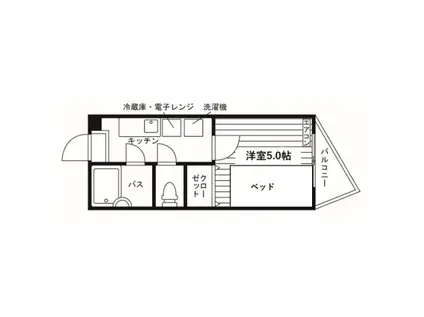 ハイムセラ黒髪(1K/3階)の間取り写真