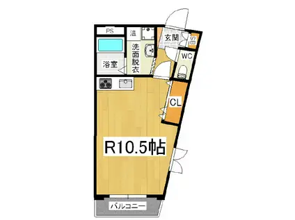 ベルメゾン北斗(ワンルーム/2階)の間取り写真