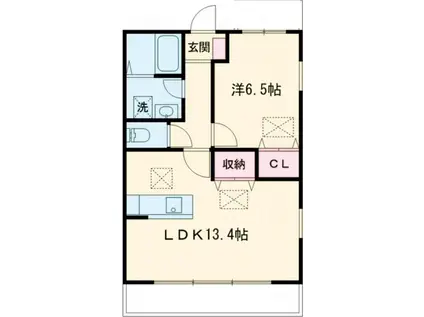 ルネス・リバーサイドKITAJIMA(1LDK/1階)の間取り写真