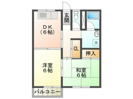 エクメーネ加藤II(2DK/2階)の間取り写真