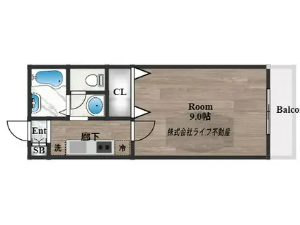 FRIENDS24 A棟(1K/1階)の間取り写真