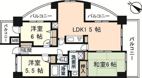 シーブリーズ東原壱番館(3LDK/11階)の間取り写真