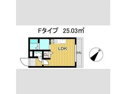 オーガスタ チトセ(1DK/3階)の間取り写真