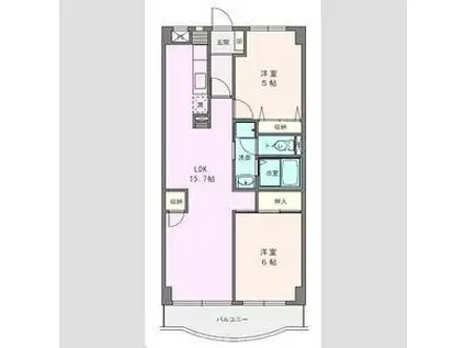 ボヌール秦野II(2LDK/2階)の間取り写真