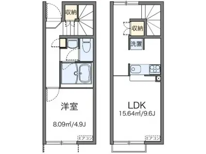 レオネクスト船橋(1LDK/1階)の間取り写真