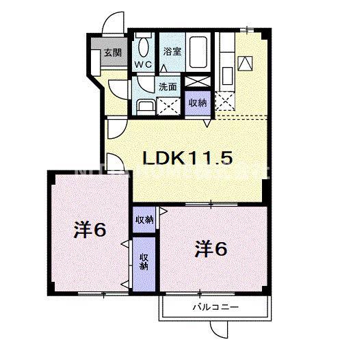 サニーハイツ(2LDK/1階)の間取り写真
