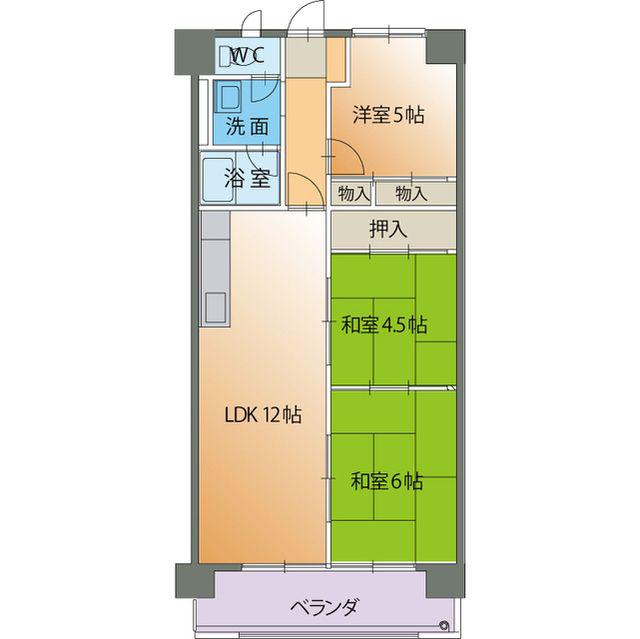 パルテノン(3LDK/9階)の間取り写真