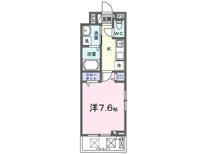 ヴィオラ田村II(1K/2階)の間取り写真
