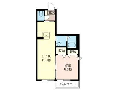 ヴィルドミールカメリア(1LDK/2階)の間取り写真