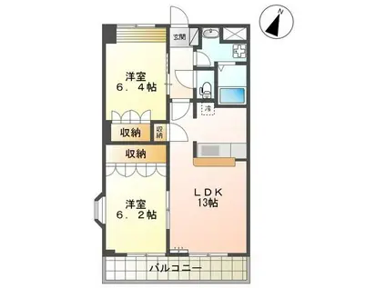 GRAND FIELD 参番館(2LDK/1階)の間取り写真