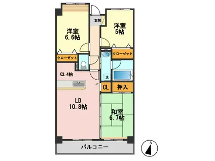 アスコット(3LDK/3階)の間取り写真