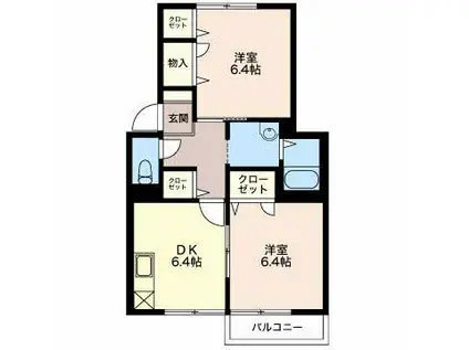 マノワールB(2DK/1階)の間取り写真