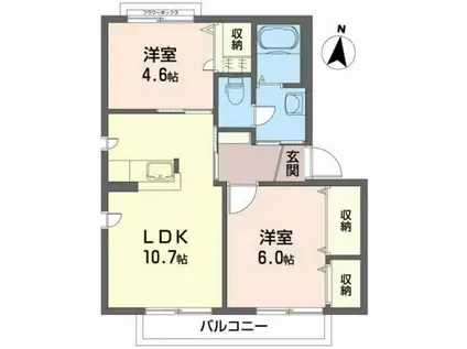 ドゥー・エスパースA(2LDK/2階)の間取り写真