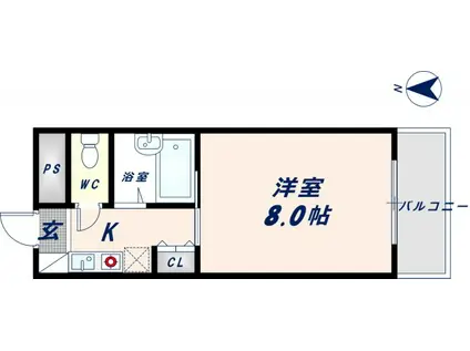 アベニューリップル長田I(1K/6階)の間取り写真