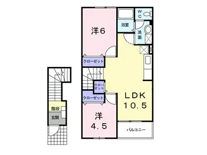 ソレアードエムB(2LDK/2階)の間取り写真