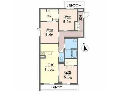 ベレオ生石(3LDK/3階)の間取り写真
